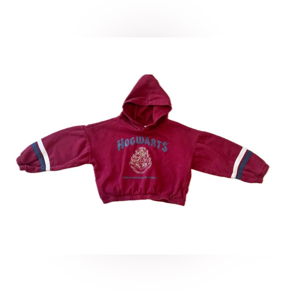 Harry Potter Hogwarts Sz 7 Girls Sweatshirt Burgundy Hoodie Short Length